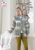 King Cole Explorer Super Chunky Pattern  5456 - Cardigan, Scarf, Hat &amp; Wrist Warmers