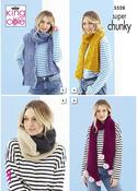 King Cole Timeless Super Chunky Pattern 5528 - Scarves &amp; Loop