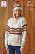 King Cole Fashion Aran Pattern 5868 - Sweater &amp; Hats