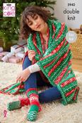 King Cole Fjord DK Pattern 5942 - Blanket, Socks, Stocking &amp; Hot Water Bottle Cover