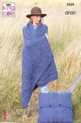 King Cole Wool Aran Pattern 5959 - Blanket, Floor Cushion &amp; Bed Runner
