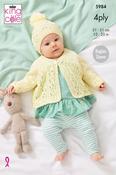 King Cole Cherished Baby 4ply Pattern 5984 - Matinee Jacket, Cardigan &amp; Hat