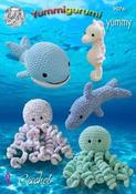 King Cole Yummy Pattern 9076 - Crochet Snuggle Octopus, Whale, Seahorse &amp; Dolphin