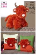 King Cole Tinsel Chunky Pattern 9089 - Highland Cow &amp; Cushion Covers
