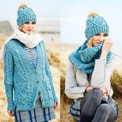 Stylecraft Special Aran with Wool Pattern 9554 Cardigan, Snood &amp; Hat