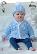 King Cole Big Value Baby Chunky Pattern 4843 - Jackets &amp; Hat