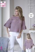 King Cole Finesse Cotton Silk DK Pattern 5115  Crochet Bell Sleeve &amp; Short Sleeve Top image