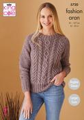 King Cole Fashion Aran Pattern 5720  Sweater &amp; Cardigan