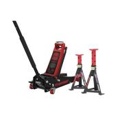 Sealey 3040ARCOMBO Trolley Jack 3t &amp; Axle Stands (Pair) 3t per Stand Combo image