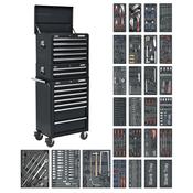 Sealey SPTCOMBO2 Tool Chest Combination 14 Drawer with Ball Bearing Slides - Black &amp; 1179pc Tool Kit image