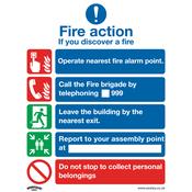 Sealey SS20V1 Safe Conditions Safety Sign - Fire Action Without Lift - Self-Adhesive Vinyl image