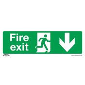 Sealey SS22V10 Safe Conditions Safety Sign - Fire Exit (Down) - Self-Adhesive Vinyl - Pack of 10 image