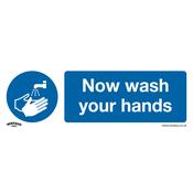 Sealey SS5P10 Mandatory Safety Sign - Now Wash Your Hands - Rigid Plastic - Pack of 10 image