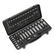 Sealey AK7971 Socket Set 34pc 3/8"Sq Drive 6pt Wall Drive Metric Black Series image