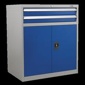 Sealey API8810 Industrial Cabinet 2 Drawer &amp; 1 Shelf Double Locker image