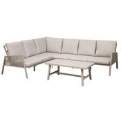 Dellonda Fusion 4 Piece Outdoor Aluminium Garden Corner Sofa &amp; Coffee Table Set, Light Grey image
