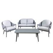 Dellonda Echo 4 Piece Aluminium Outdoor Garden Sofa Arm Chair &amp; Coffee Table Set, Grey image