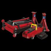 Sealey JKIT01 Lifting Kit (Inc Jack, Axle Stands, Creeper, Chocks &amp; Wrench) 2 Tonne 5pc image