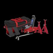 Sealey 1020LEBAGCOMBO Trolley Jack 2tonne Low Entry Short Chassis &amp; Accessories Bag Combo - Red image