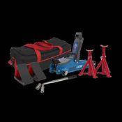 Sealey 1020LEBBAGCOMBO Trolley Jack 2tonne Low Entry Short Chassis &amp; Accessories Bag Combo - Blue image