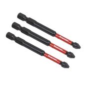 Sealey AK8258 Pozi #2 Impact Power Tool Bits 75mm - 3pc image