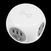 Sealey EL144WC Extension Cable Cube 1.4m 3 x 230V &amp; 3 x USB Sockets &amp; Wireless Charging Pad image
