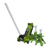 Sealey 3015CXHV Trolley Jack with Super Rocket Lift 3 Tonne &amp; Axle Stands (Pair) 3 Tonne Capacity per Stand - Green image