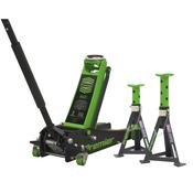 Sealey 3040AGCOMBO1 Trolley Jack 3t &amp; Axle Stands (Pair) 3t per Stand Combo image