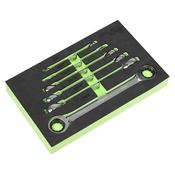 Sealey S0636 Double End Ratchet Ring Spanner Set 6pc Metric image