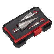 Sealey AK4746 HSS 4341 Step Drill Bit Set 3pc Double Flute image