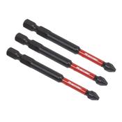 Sealey AK8258 Pozi #2 Impact Power Tool Bits 75mm - 3pc image