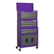 Sealey AP2200BBCPSTACK Topchest, Mid-Box &amp; Rollcab 9 Drawer Stack - Purple image