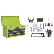 Sealey AP9243BBHVCOM Portable Tool Chest 3 Drawer with Ball Bearing Slides - Hi-Vis &amp; 93pc Tool Kit image