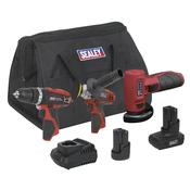 Sealey CP1200COMBO7 SV12 Series 3 x 12V Cordless Power Tool Combo Kit image