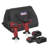 Sealey CP20VDDCOMBO 20V Cordless 13mm Hammer Drill/1/4"Hex Drive Impact Driver Combo Kit image