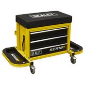 Sealey SCR18Y Mechanic's Utility Seat &amp; Toolbox - Yellow image