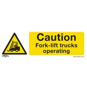 Sealey SS44P10 Warning Safety Sign - Caution Fork-Lift Trucks - Rigid Plastic - Pack of 10 image