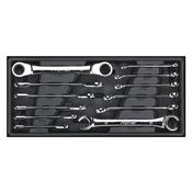 Sealey TBT13 Tool Tray with Flare Nut &amp; Ratchet Ring Spanner Set 12pc image