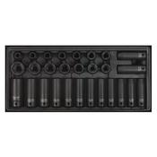 Sealey TBT24 Tool Tray with Impact Socket Set 28pc 1/2"Sq Drive - Metric image