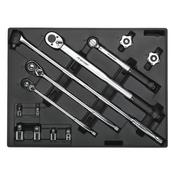 Sealey TBT32 Premier Ratchet, Torque Wrench, Breaker Bar &amp; Socket Adaptor Set with Tool Tray 13pc image