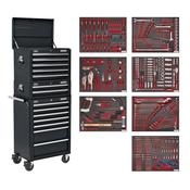 Sealey TBTPCOMBO2 Tool Chest Combination 14 Drawer with Ball-Bearing Slides - Black &amp; 446pc Tool Kit