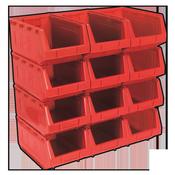 Sealey TPS412R Plastic Storage Bin 210 x 355 x 165mm - Red Pack of 12