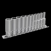 Sealey AK2671 Socket Set 11pc 1/4"Sq Drive Deep WallDrive® Imperial image