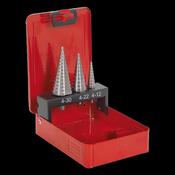Sealey AK4733 HSS M2 Step Drill Bit Set 3pc Double Flute image
