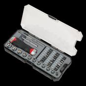 Sealey AK64905 Fine Tooth Ratchet Screwdriver Socket &amp; Bit Set 38pc image