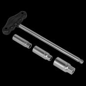 Sealey AK6550 T-Bar &amp; Rubber Insert Spark Plug Socket Set 4pc 3/8"Sq Drive image