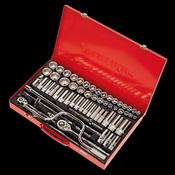 Sealey AK694 Socket Set 64pc 3/8" &amp; 1/2"Sq Drive 6pt WallDrive® - Metric/Imperial image