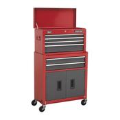 Sealey AP2200BB Topchest &amp; Rollcab Combination 6 Drawer with Ball Bearing Slides - Red/Grey image