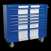 Sealey AP41206BWS Rollcab 6 Drawer Wide Retro Style - Blue with White Stripes