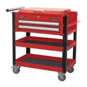 Sealey AP760M Superline PRO® Heavy-Duty Mobile Tool &amp; Parts Trolley with Lockable Top &amp; 2 Drawers - Red image